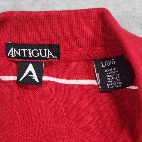 St. Louis Cardinals Mens Large Antigua Red White Stripe Polo Embroidered‎ Logo - Picture 2 of 9